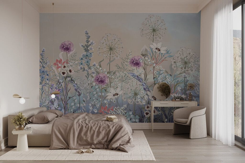 Pastelweide met paarse pluizen — interieur 1