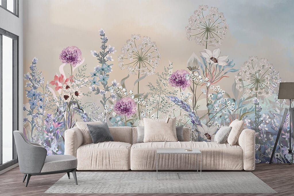 Pastelweide met paarse pluizen — interieur 3