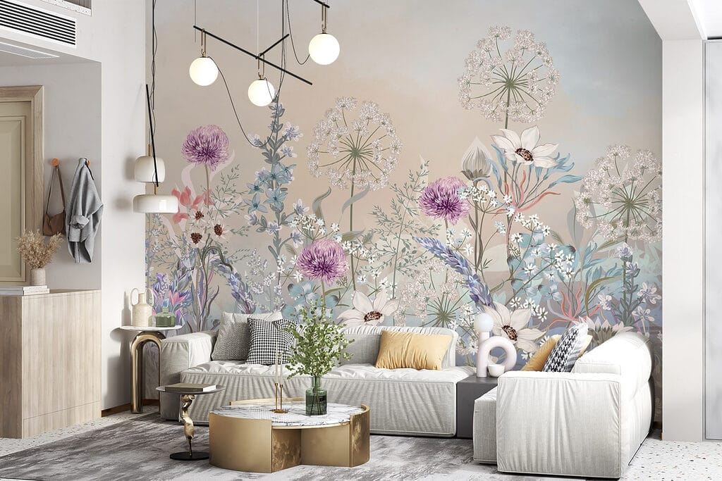 Pastelweide met paarse pluizen — interieur 4