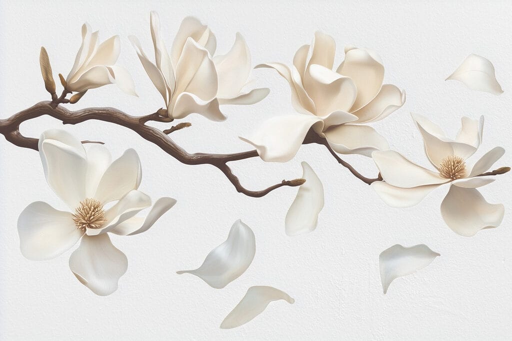 Witte bloemen aan een tak — volledig ontwerp