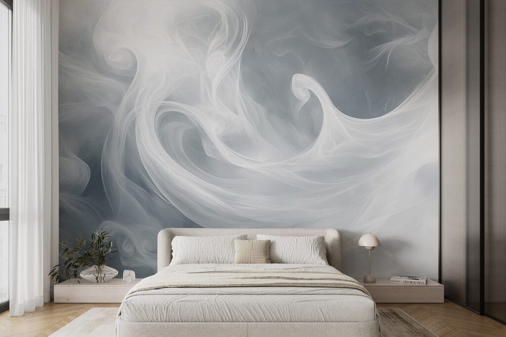 Witte rookgolven op grijs — interieur 1