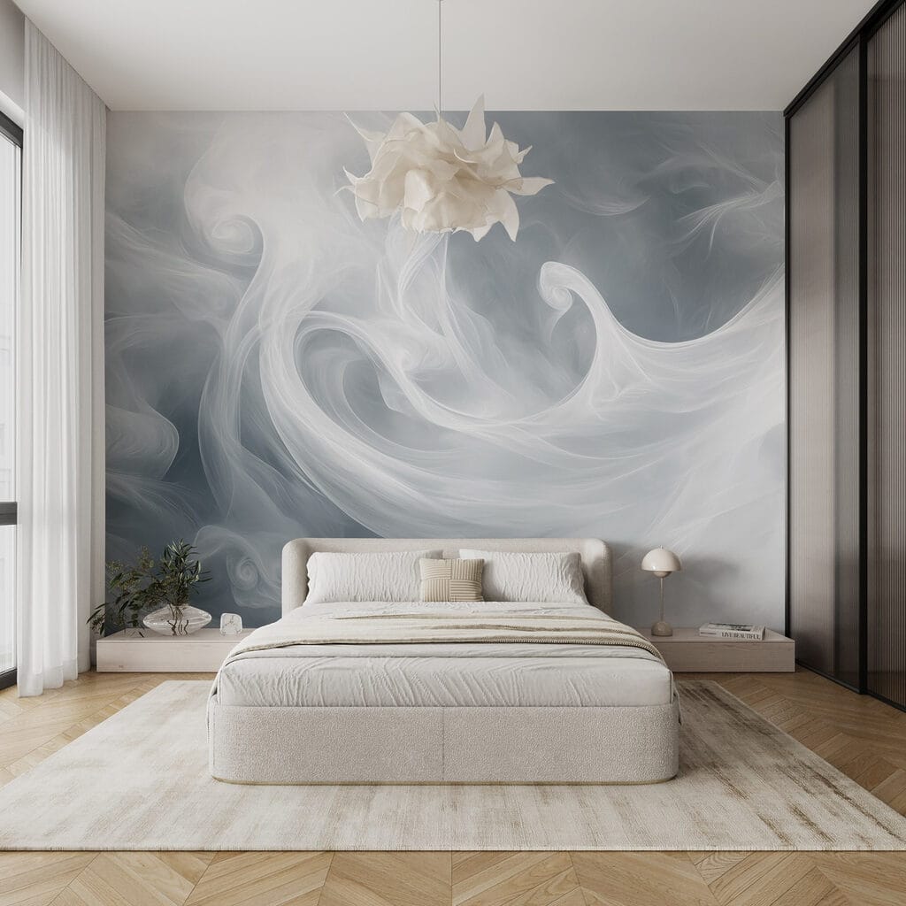 Witte rookgolven op grijs — interieur 2