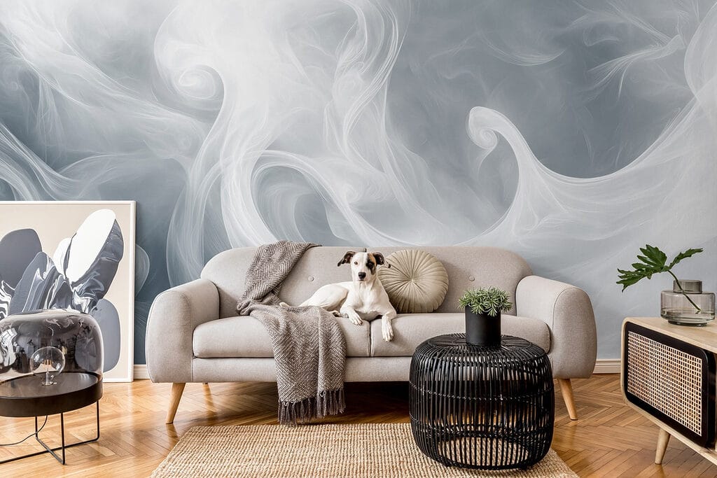 Witte rookgolven op grijs — interieur 3