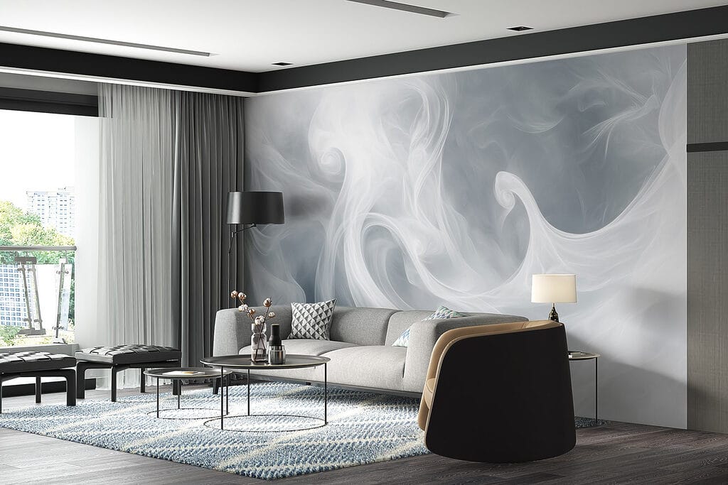 Witte rookgolven op grijs — interieur 4