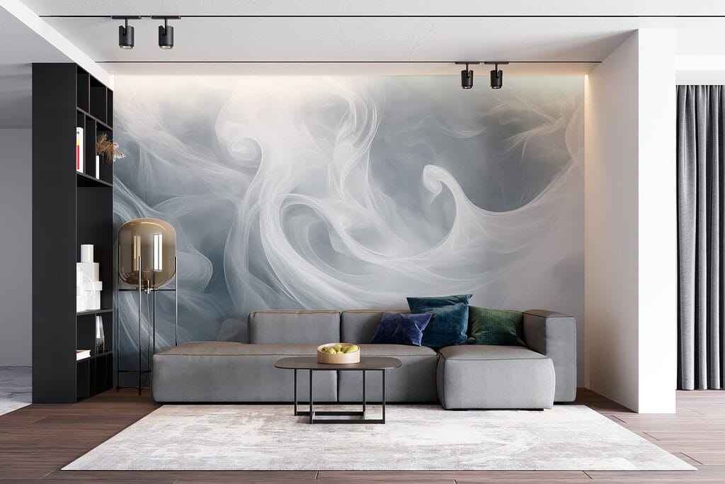 Witte rookgolven op grijs — interieur 5