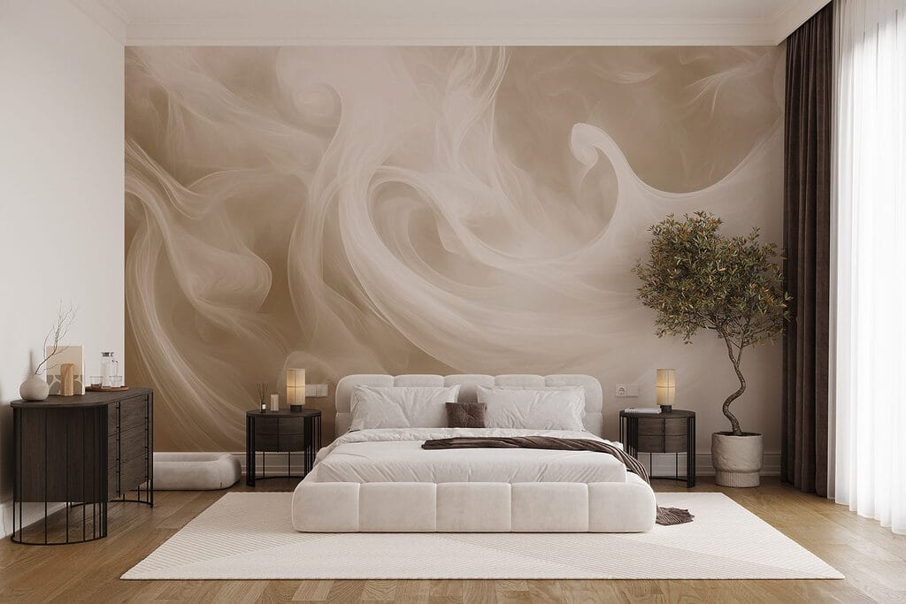 Witte rook in een lichtbruine achtergrond in een interieur