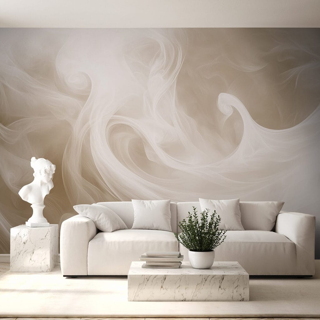 Roomwitte sluiers draaien samen — interieur 3