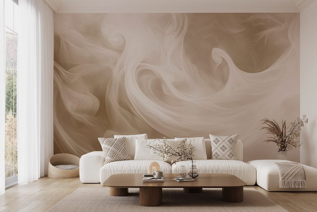 Roomwitte sluiers draaien samen — interieur 4