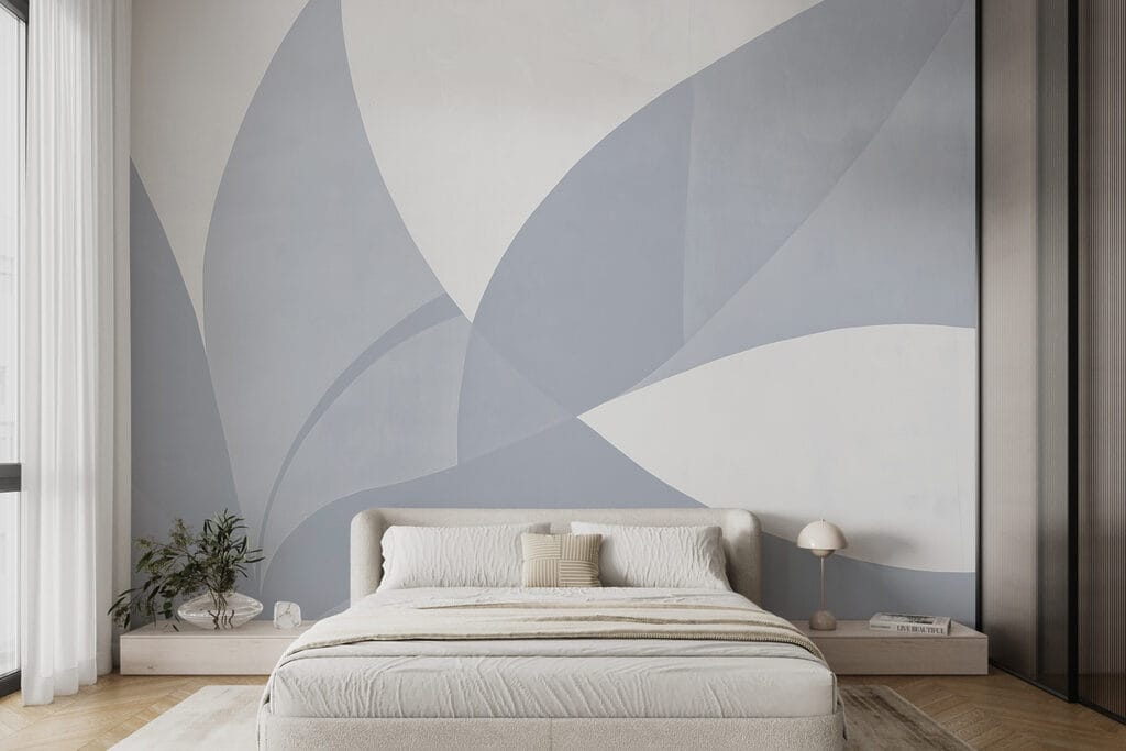 Blauwe vormen als bladpunten — interieur 2