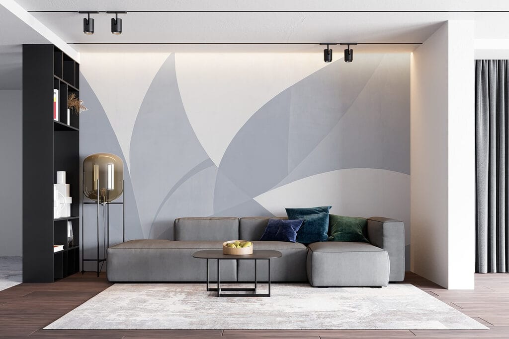 Blauwe vormen als bladpunten — interieur 5