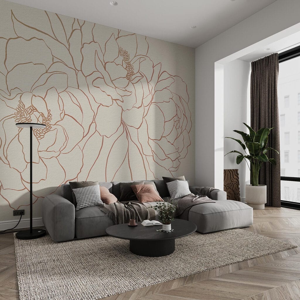 Tekening van bloemen op een wit oppervlak — interieur 2