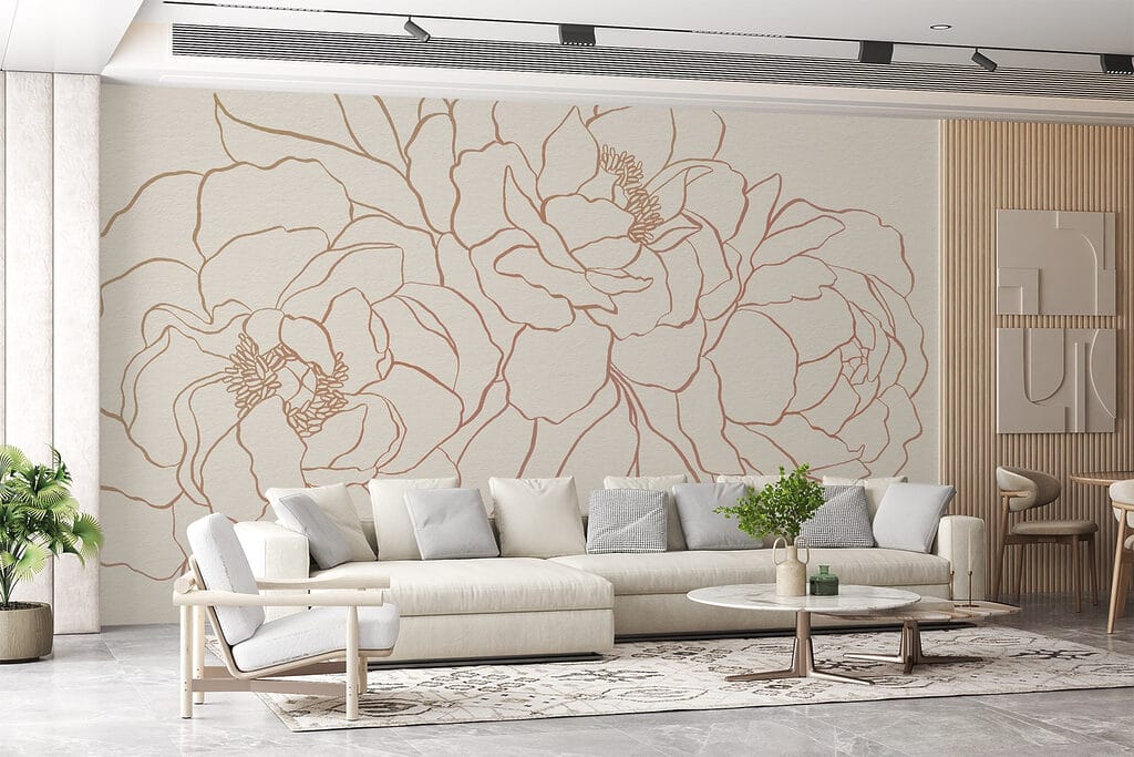 Tekening van bloemen op een wit oppervlak — interieur 3