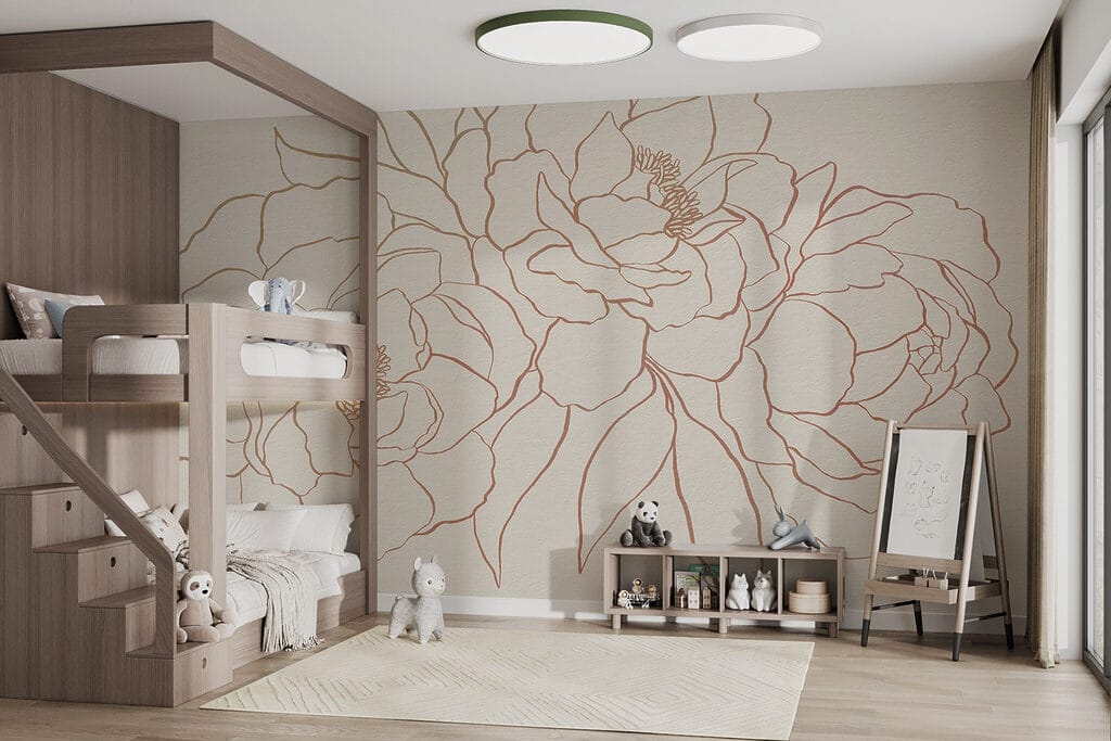 Tekening van bloemen op een wit oppervlak — interieur 4