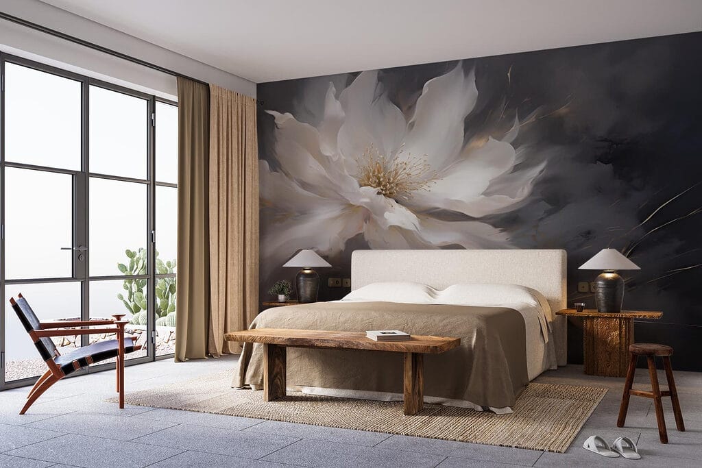Witte bloem in avondschaduw — interieur 1