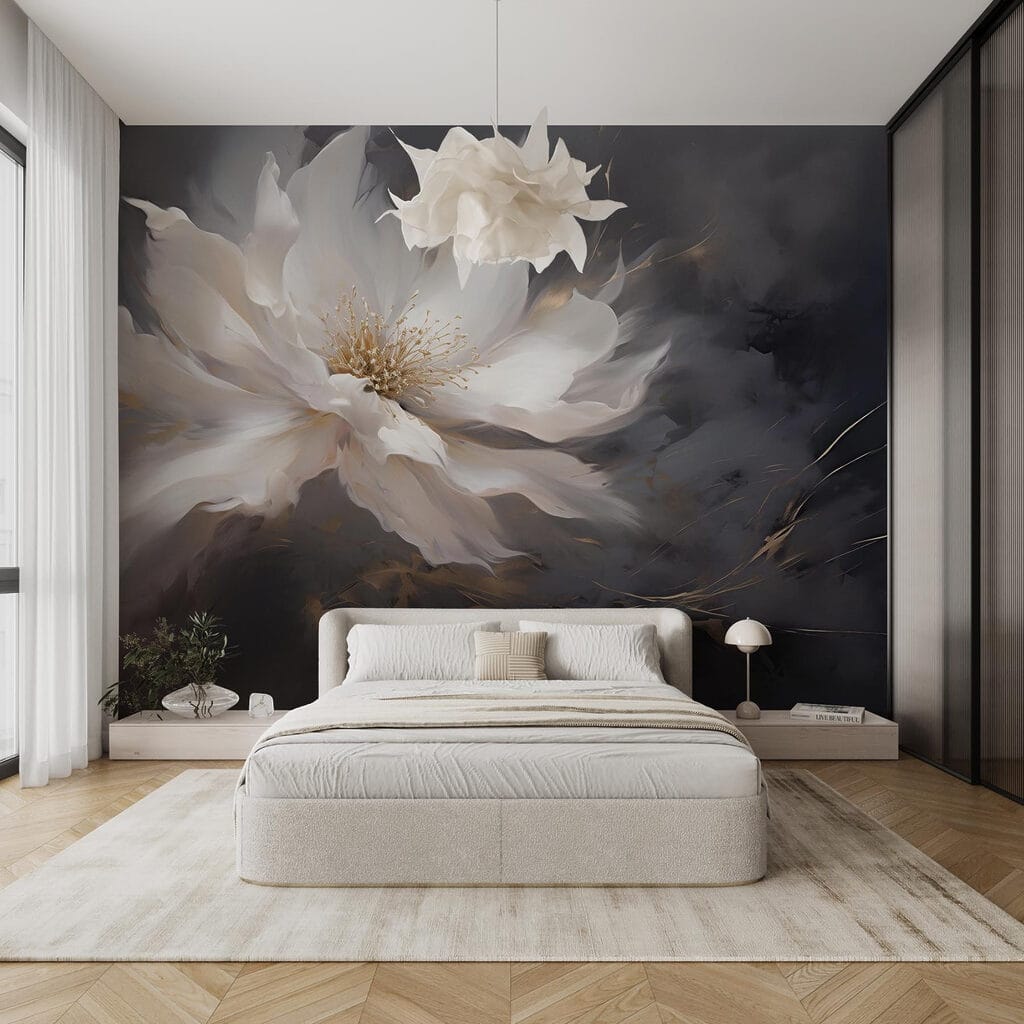 Witte bloem in avondschaduw — interieur 2