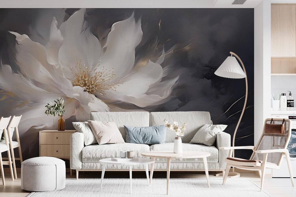 Witte bloem in avondschaduw — interieur 3