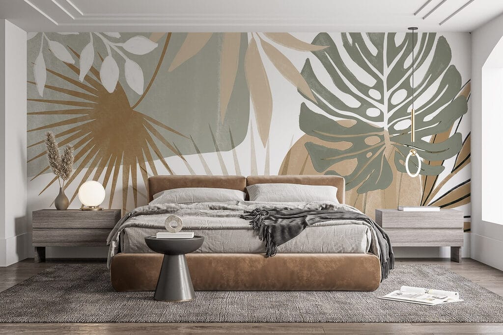 Op de natuur geïnspireerd abstract botanisch ontwerp in een interieur
