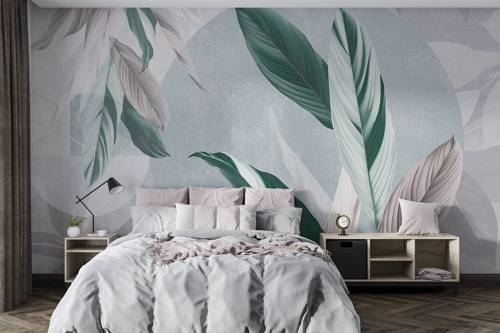 Groene bladeren op kleurvlakken — interieur 2