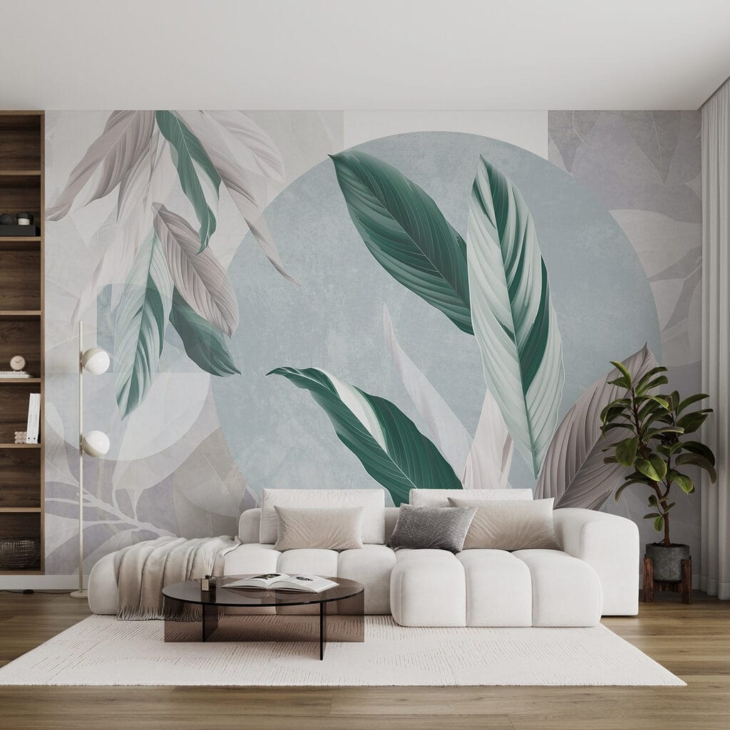 Groene bladeren op kleurvlakken — interieur 6