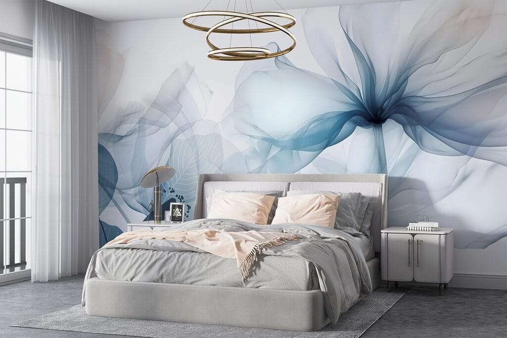 Doorschijnende bloemen in hemelsblauw — interieur 1
