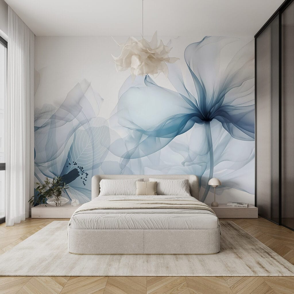 Doorschijnende bloemen in hemelsblauw — interieur 2