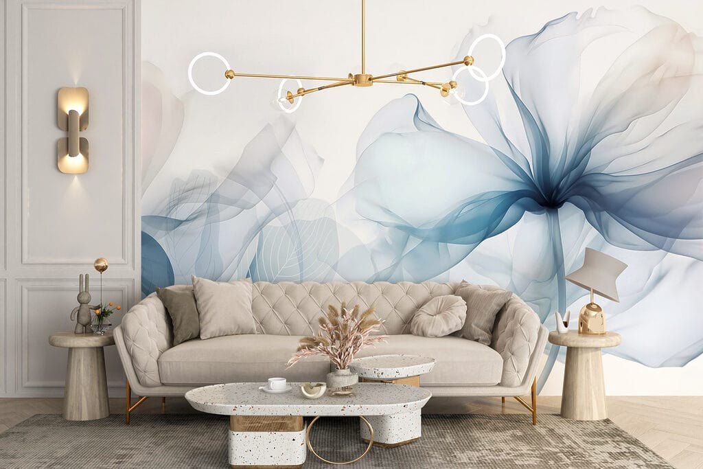 Doorschijnende bloemen in hemelsblauw — interieur 4