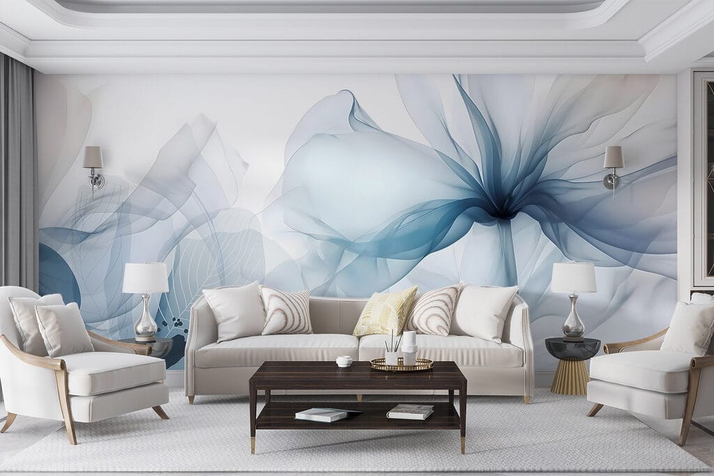 Doorschijnende bloemen in hemelsblauw — interieur 5