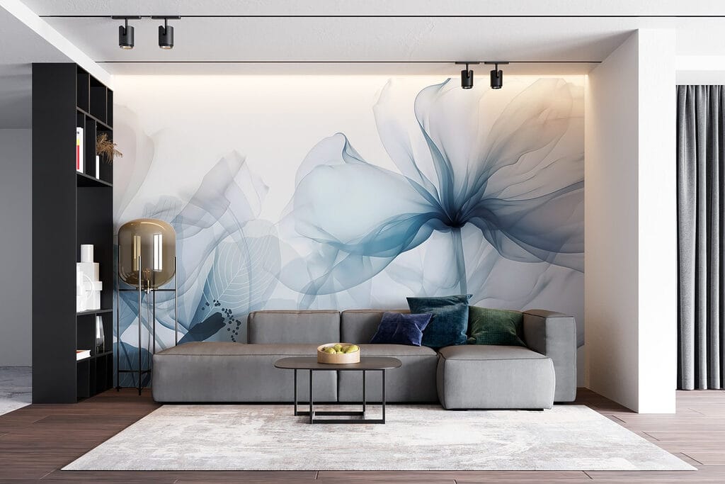 Doorschijnende bloemen in hemelsblauw — interieur 6