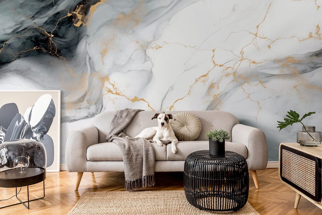 Gouden aders door grijswit — interieur 3