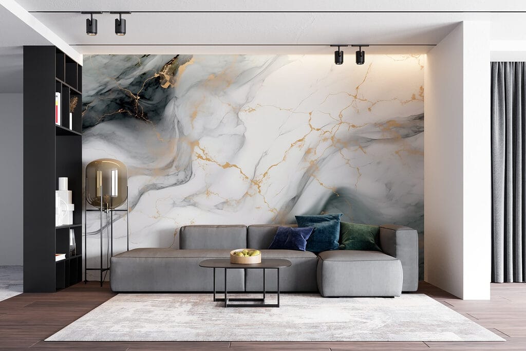 Gouden aders door grijswit — interieur 4