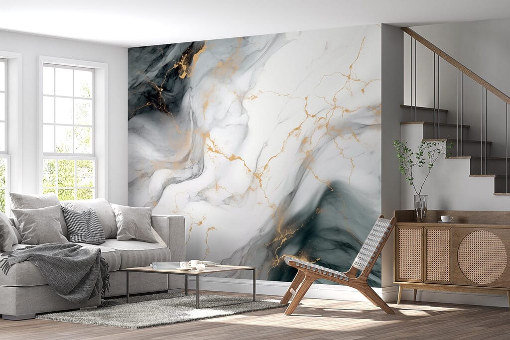 Gouden aders door grijswit — interieur 5