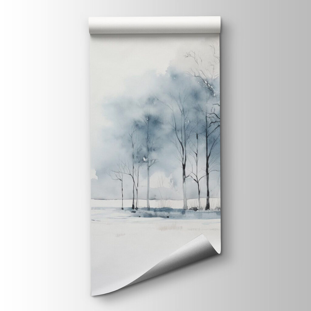 Blauwe winterbomen boven sneeuw — productweergave