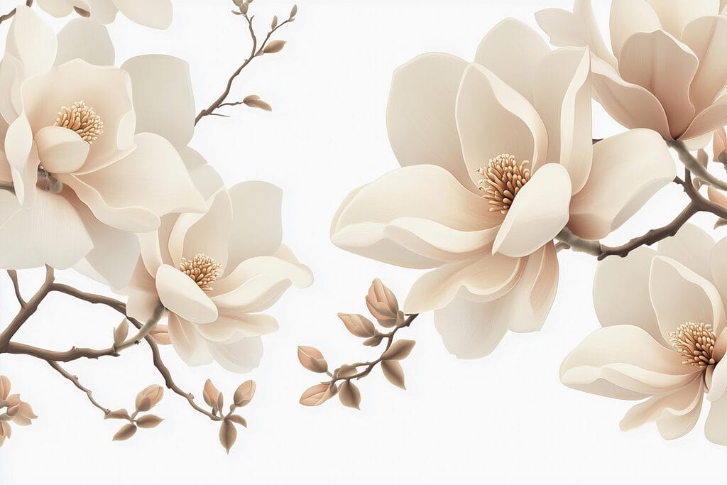 Elegante bloesems aan sierlijke takken — volledig ontwerp