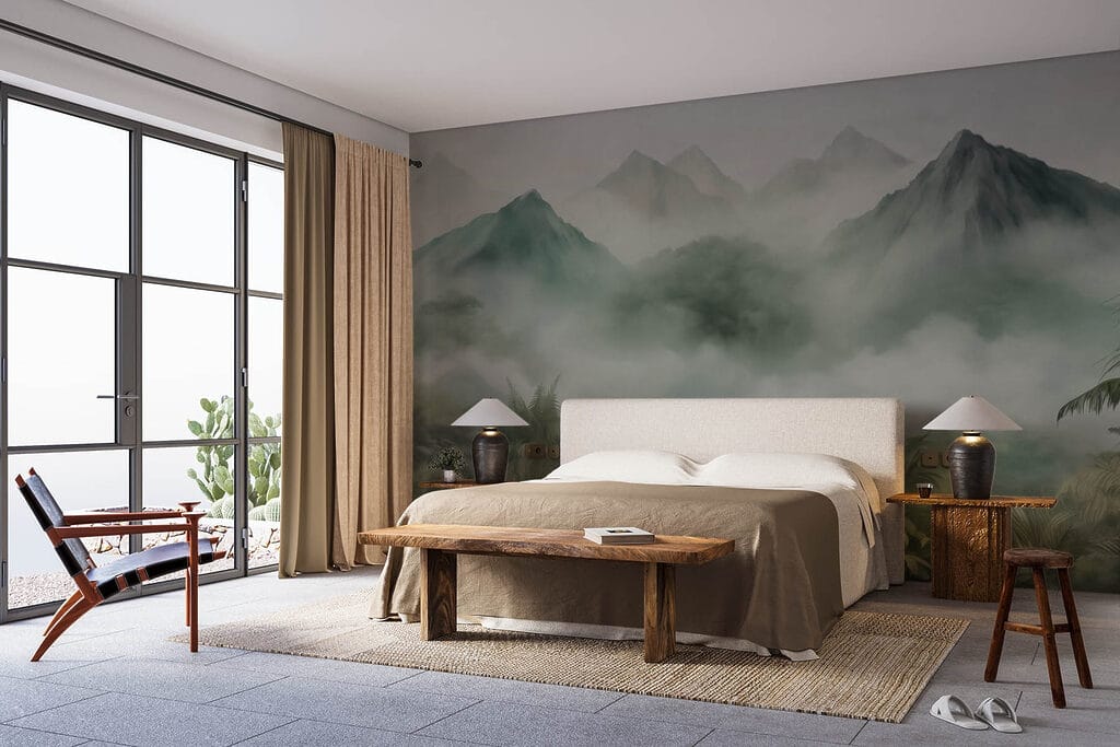 Tropenbos onder groene bergmist — interieur 1