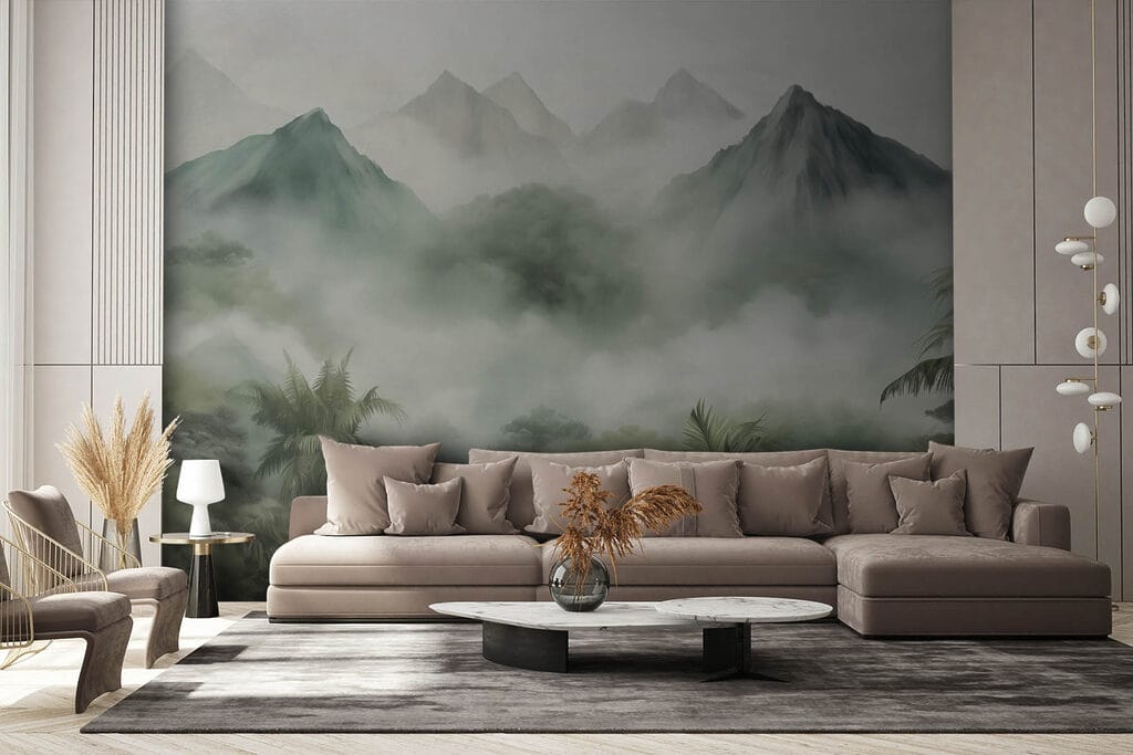 Tropenbos onder groene bergmist — interieur 2