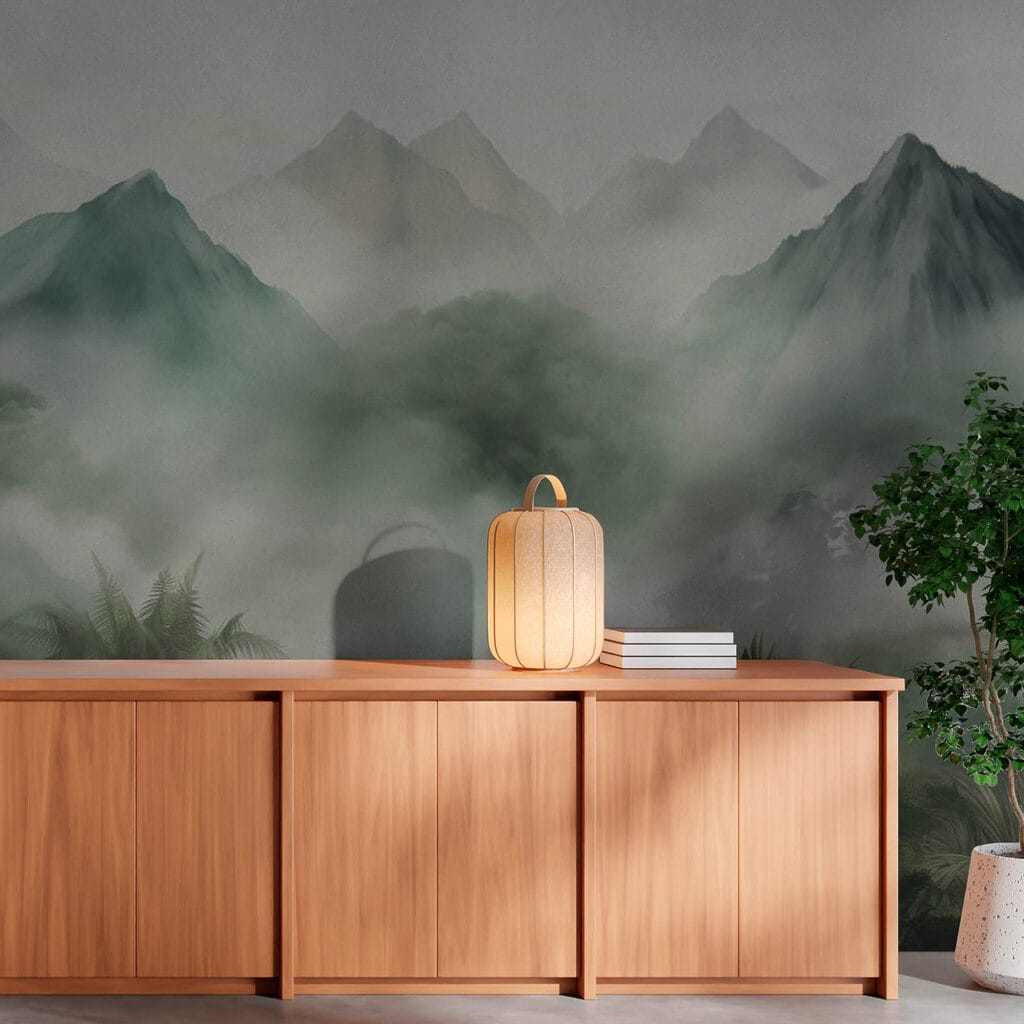 Tropenbos onder groene bergmist — interieur 3
