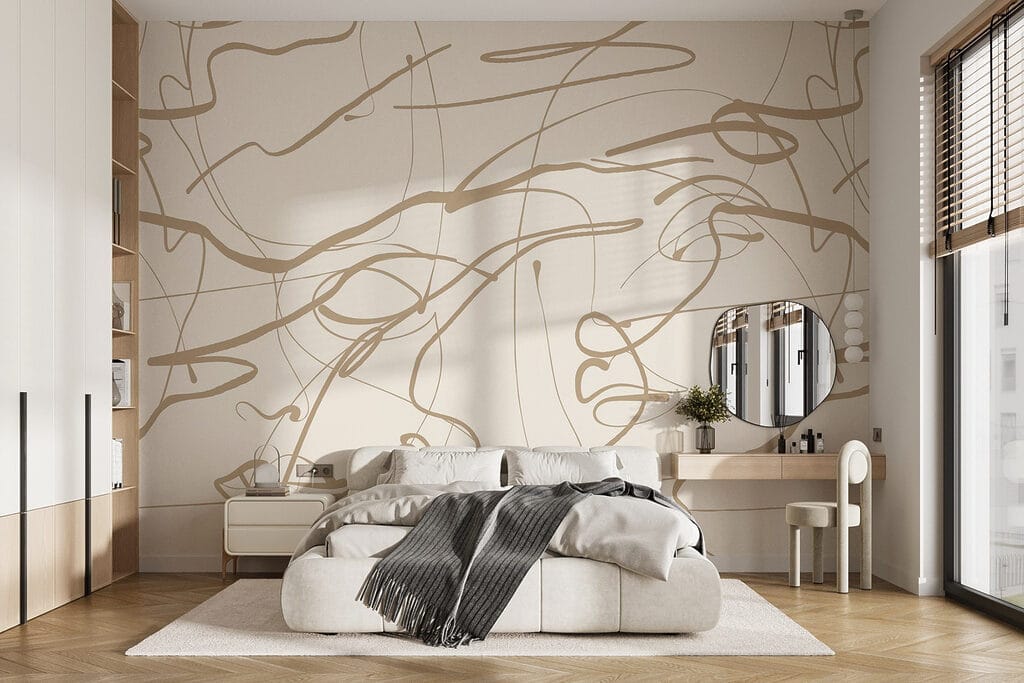 Gouden krabbellijnen op wit — interieur 1