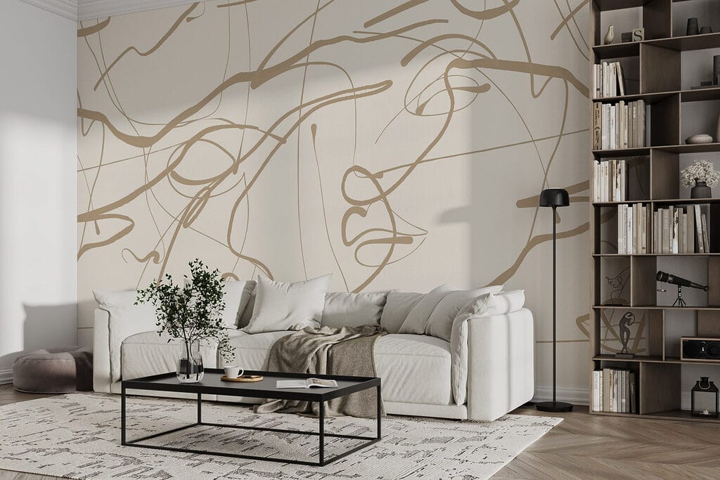 Gouden krabbellijnen op wit — interieur 3