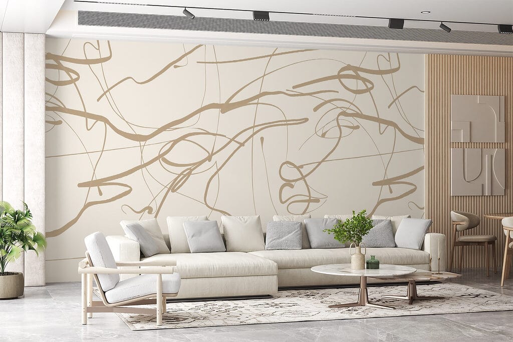 Gouden krabbellijnen op wit — interieur 4
