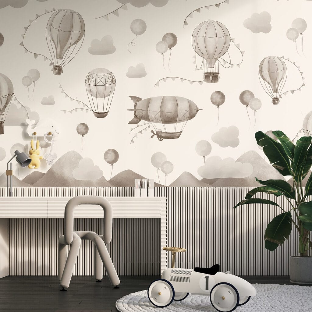 Luchtballonnen boven kleine bergen — interieur 1
