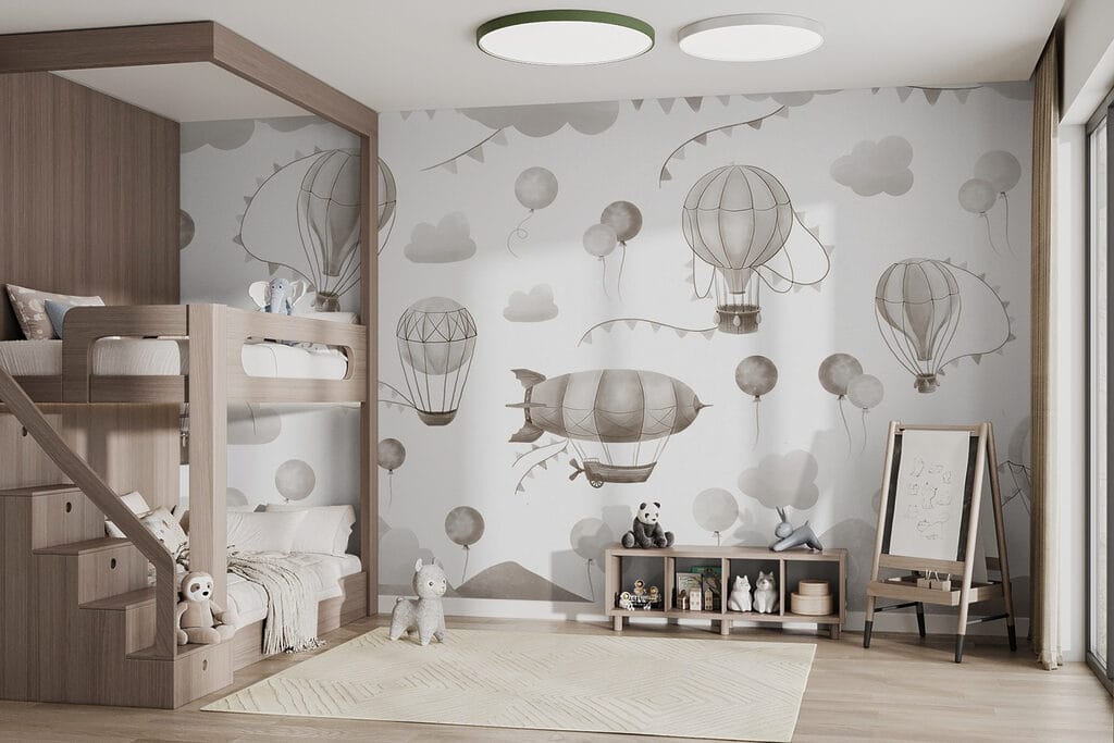 Luchtballonnen boven kleine bergen — interieur 3