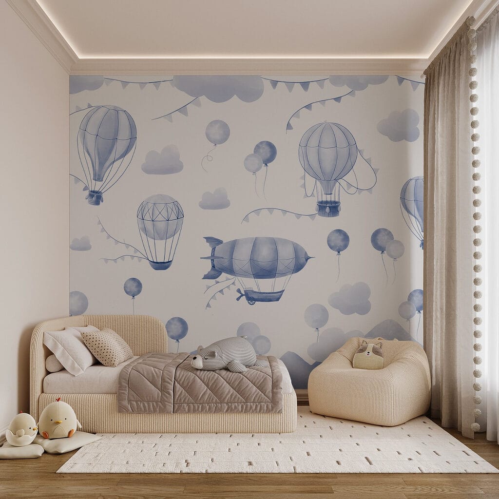 Luchtballonnen boven kleine bergen — interieur 1