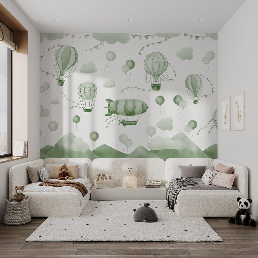 Luchtballonnen boven kleine bergen — interieur 1