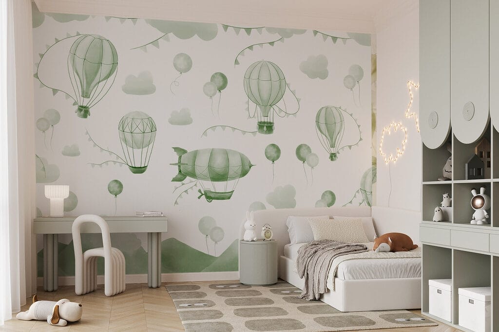 Luchtballonnen boven kleine bergen — interieur 2