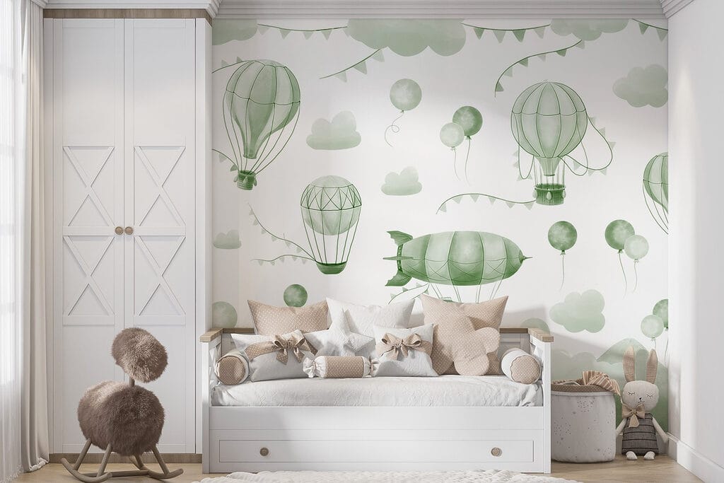 Luchtballonnen boven kleine bergen — interieur 3