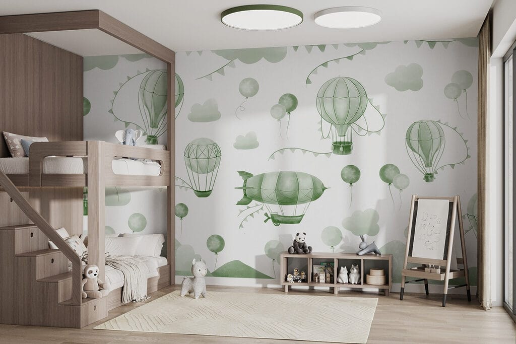 Luchtballonnen boven kleine bergen — interieur 4