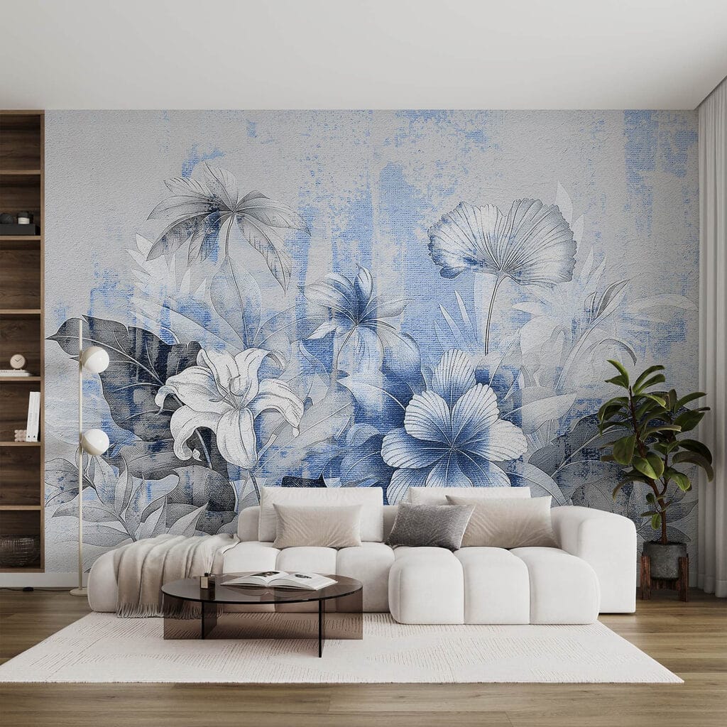 Bloemen tussen verweerde kleurvlakken — interieur 2