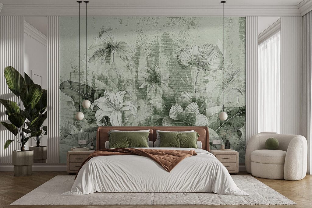 Bloemen tussen verweerde kleurvlakken — interieur 2