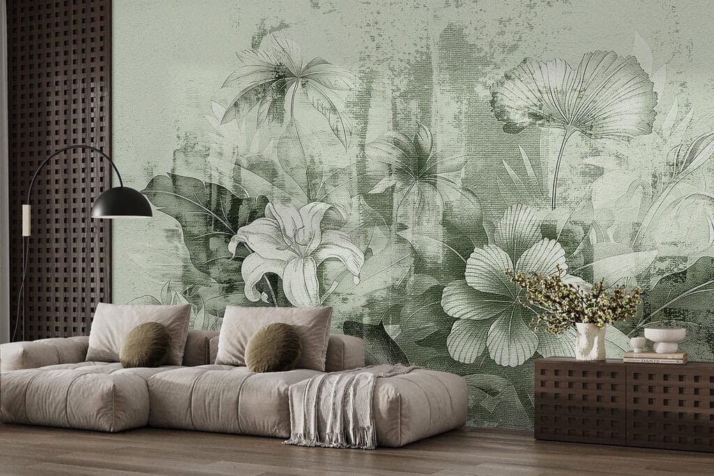 Bloemen tussen verweerde kleurvlakken — interieur 3