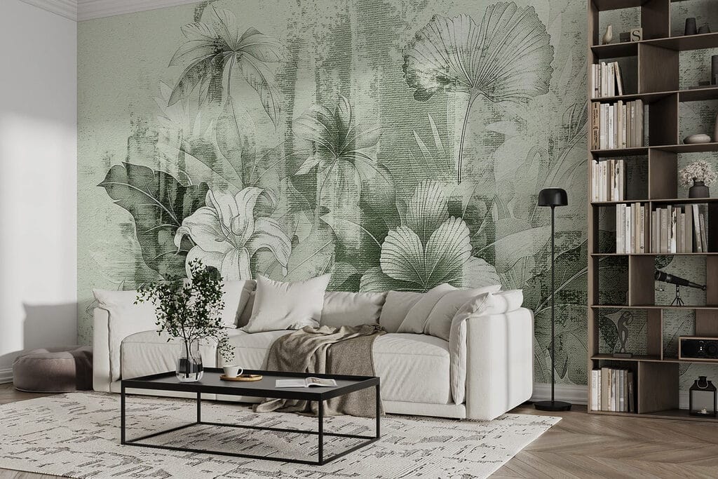 Bloemen tussen verweerde kleurvlakken — interieur 4